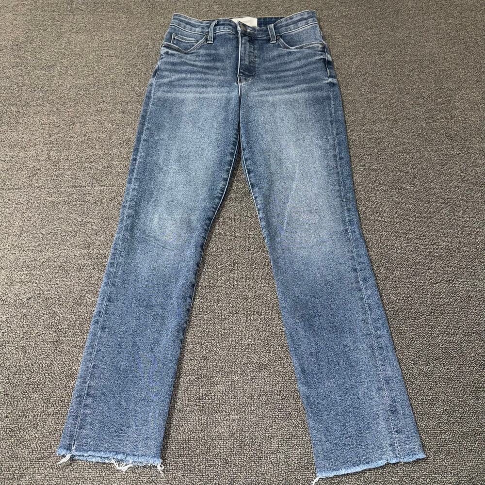 Evereve Jeans The Ever Straight High Rise Fit Cropped Raw Hem Women's Size 25